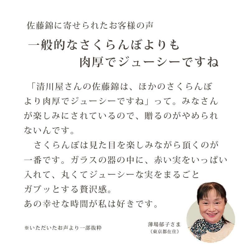 佐藤錦に寄せられたお客様の声