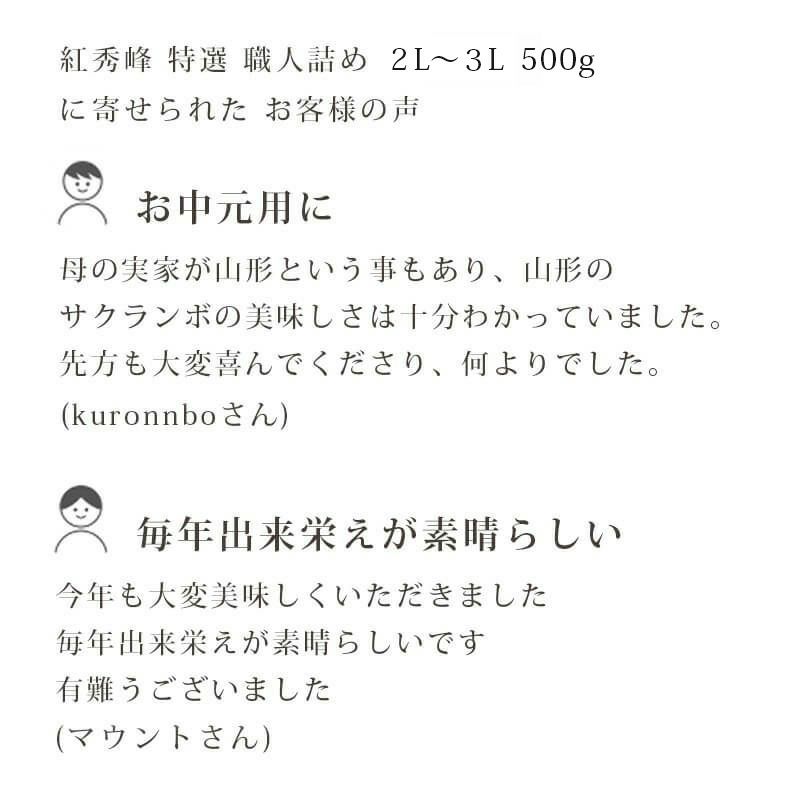 特選紅秀峰 手詰め 500g お客様の声