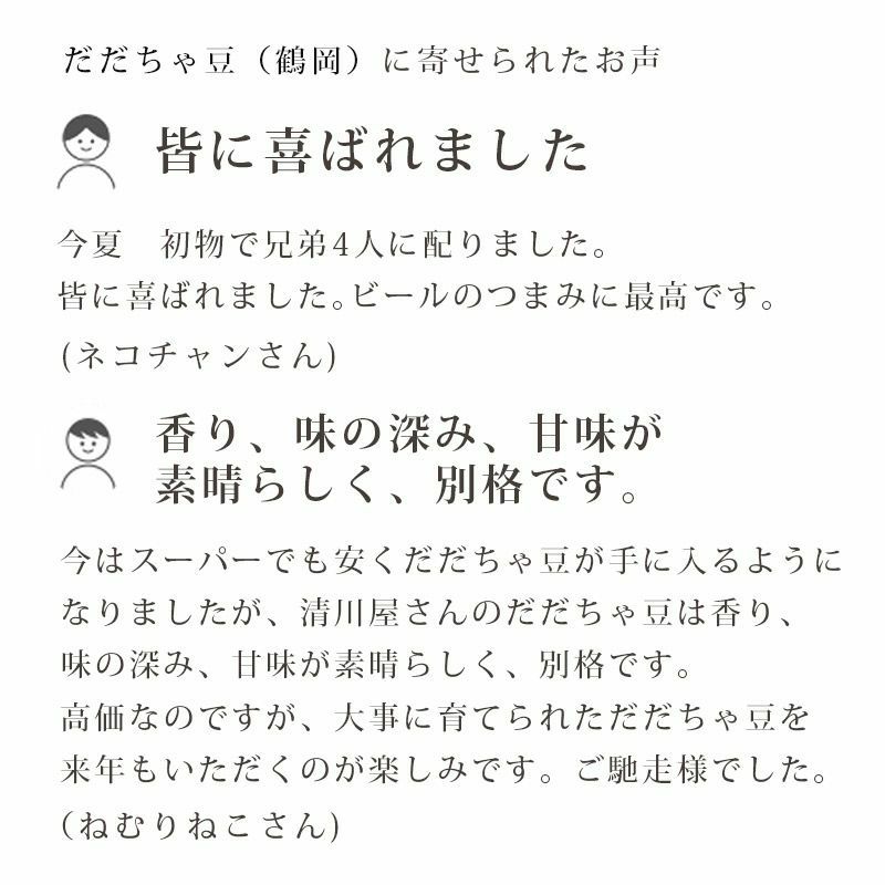 鶴岡産へのお声